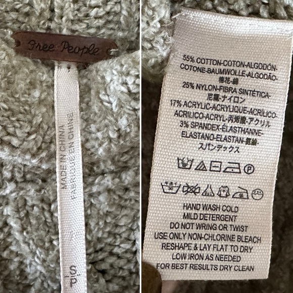 Free People Snow Bird Cable Knit Sweater Beige Tan Women’s Size Small Cabincore - Picture 12 of 16